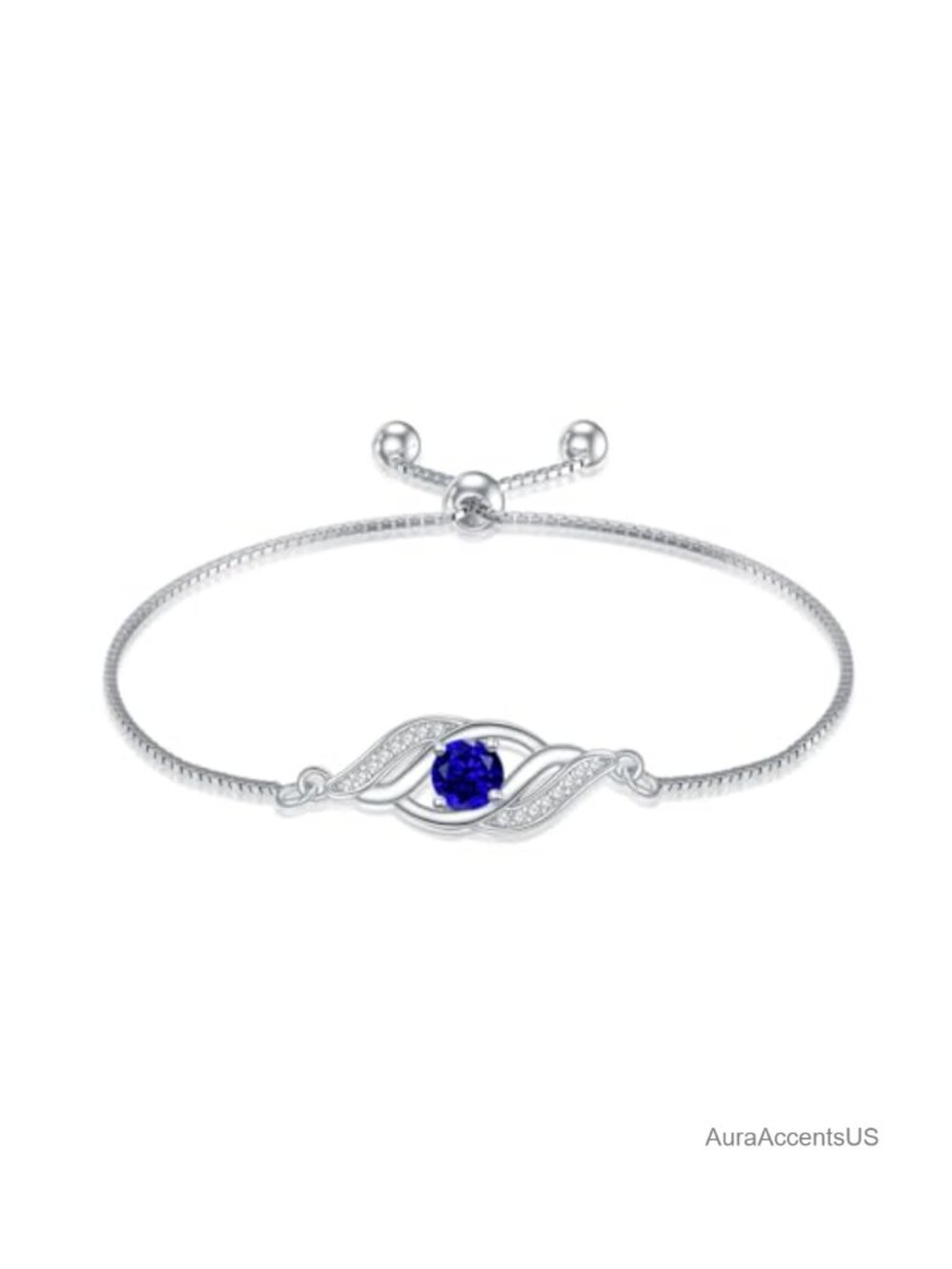 925 Sterling Silver Infinity Birthstone Bracelet Adjustable